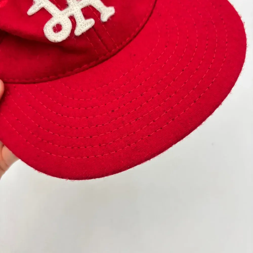 Vintage Ebbets Field Flannels Los Angeles Dodgers LA Wool Leather Strapback Hat